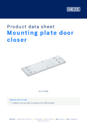 Mounting plate door closer Product data sheet EN