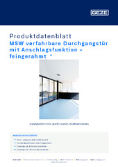 MSW verfahrbare Durchgangstür mit Anschlagsfunktion - feingerahmt  * Produktdatenblatt DE