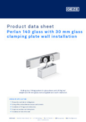 Perlan 140 glass with 30 mm glass clamping plate wall installation Product data sheet EN