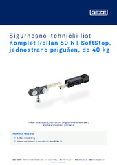 Komplet Rollan 80 NT SoftStop, jednostrano prigušen, do 40 kg Sigurnosno-tehnički list HR