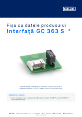 Interfață GC 363 S  * Fișa cu datele produsului RO