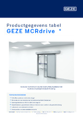 GEZE MCRdrive  * Productgegevens tabel NL