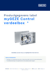 myGEZE Control verdeelbox  * Productgegevens tabel NL