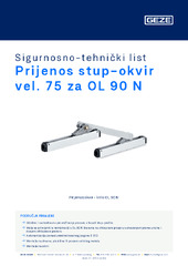 Prijenos stup-okvir vel. 75 za OL 90 N Sigurnosno-tehnički list HR