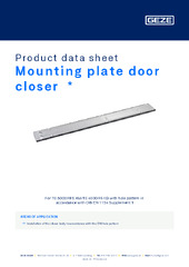 Mounting plate door closer  * Product data sheet EN