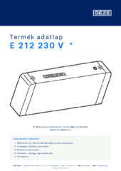 E 212 230 V  * Termék adatlap HU