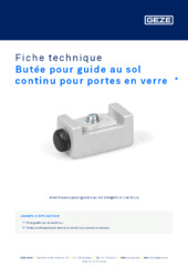 Butée pour guide au sol continu pour portes en verre  * Fiche technique FR