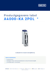 A4000-KA 2POL  * Productgegevens tabel NL