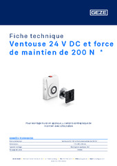 Ventouse 24 V DC et force de maintien de 200 N  * Fiche technique FR