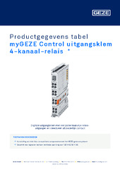 myGEZE Control uitgangsklem 4-kanaal-relais  * Productgegevens tabel NL