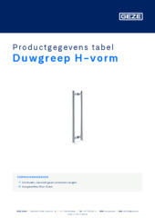 Duwgreep H-vorm Productgegevens tabel NL