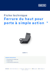 Ferrure du haut pour porte à simple action  * Fiche technique FR