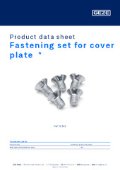 Fastening set for cover plate  * Product data sheet EN
