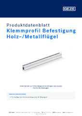 Klemmprofil Befestigung Holz-/Metallflügel Produktdatenblatt DE