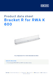 Bracket R for RWA K 600 Product data sheet EN