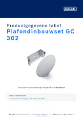 Plafondinbouwset GC 302 Productgegevens tabel NL