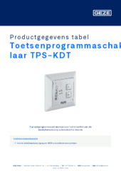 Toetsenprogrammaschakelaar TPS-KDT Productgegevens tabel NL