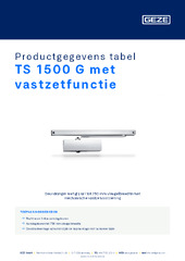 TS 1500 G met vastzetfunctie Productgegevens tabel NL