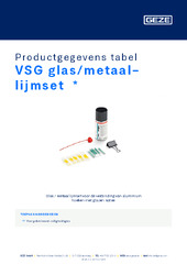 VSG glas/metaal-lijmset  * Productgegevens tabel NL