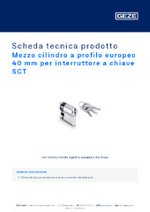Mezzo cilindro a profilo europeo 40 mm per interruttore a chiave SCT Scheda tecnica prodotto IT