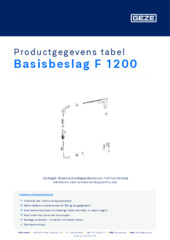 Basisbeslag F 1200 Productgegevens tabel NL