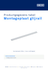 Montageplaat glijrail Productgegevens tabel NL