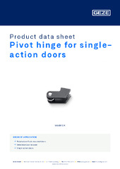 Pivot hinge for single-action doors Product data sheet EN