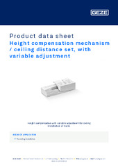 Height compensation mechanism / ceiling distance set, with variable adjustment Product data sheet EN