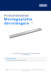 Montageplatta dörrstängare  * Produktdatablad SV