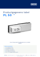 PL 50  * Productgegevens tabel NL
