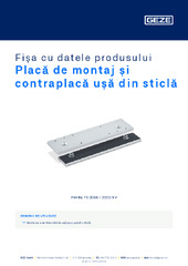 Placă de montaj și contraplacă ușă din sticlă Fișa cu datele produsului RO