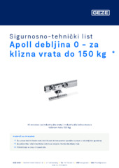 Apoll debljina 0 - za klizna vrata do 150 kg  * Sigurnosno-tehnički list HR