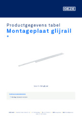 Montageplaat glijrail  * Productgegevens tabel NL
