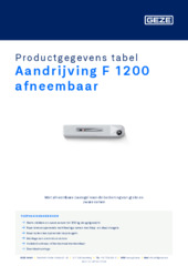 Aandrijving F 1200 afneembaar Productgegevens tabel NL