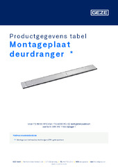 Montageplaat deurdranger  * Productgegevens tabel NL