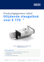 Glijdende vleugelbok voor E 170  * Productgegevens tabel NL