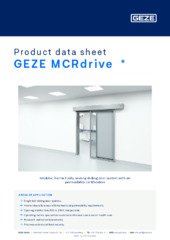 GEZE MCRdrive  * Product data sheet EN