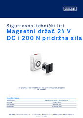 Magnetni držač 24 V DC i 200 N pridržna sila Sigurnosno-tehnički list HR