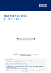 E 250 NT Паспорт виробу UK