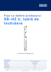 SB-HZ U, tablă de închidere Fișa cu datele produsului RO