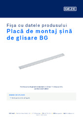 Placă de montaj șină de glisare BG Fișa cu datele produsului RO
