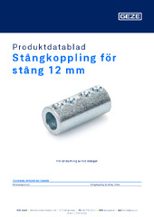 Stångkoppling för stång 12 mm Produktdatablad SV