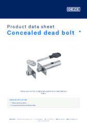 Concealed dead bolt  * Product data sheet EN