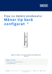 Mâner tip bară configurat  * Fișa cu datele produsului RO