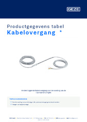Kabelovergang  * Productgegevens tabel NL