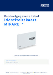 Identiteitskaart MIFARE  * Productgegevens tabel NL