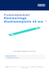 Klemmeinlage Glasklemmplatte 45 mm  * Produktdatenblatt DE