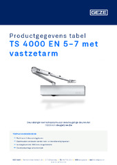 TS 4000 EN 5-7 met vastzetarm Productgegevens tabel NL