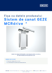 Sistem de canat GEZE MCRdrive  * Fișa cu datele produsului RO