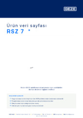 RSZ 7  * Ürün veri sayfası TR